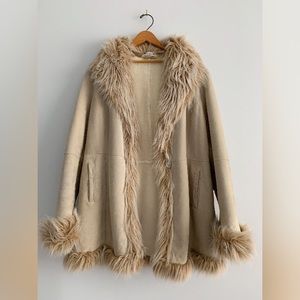 Wilsons Leather jacket / cream with faux fur trim